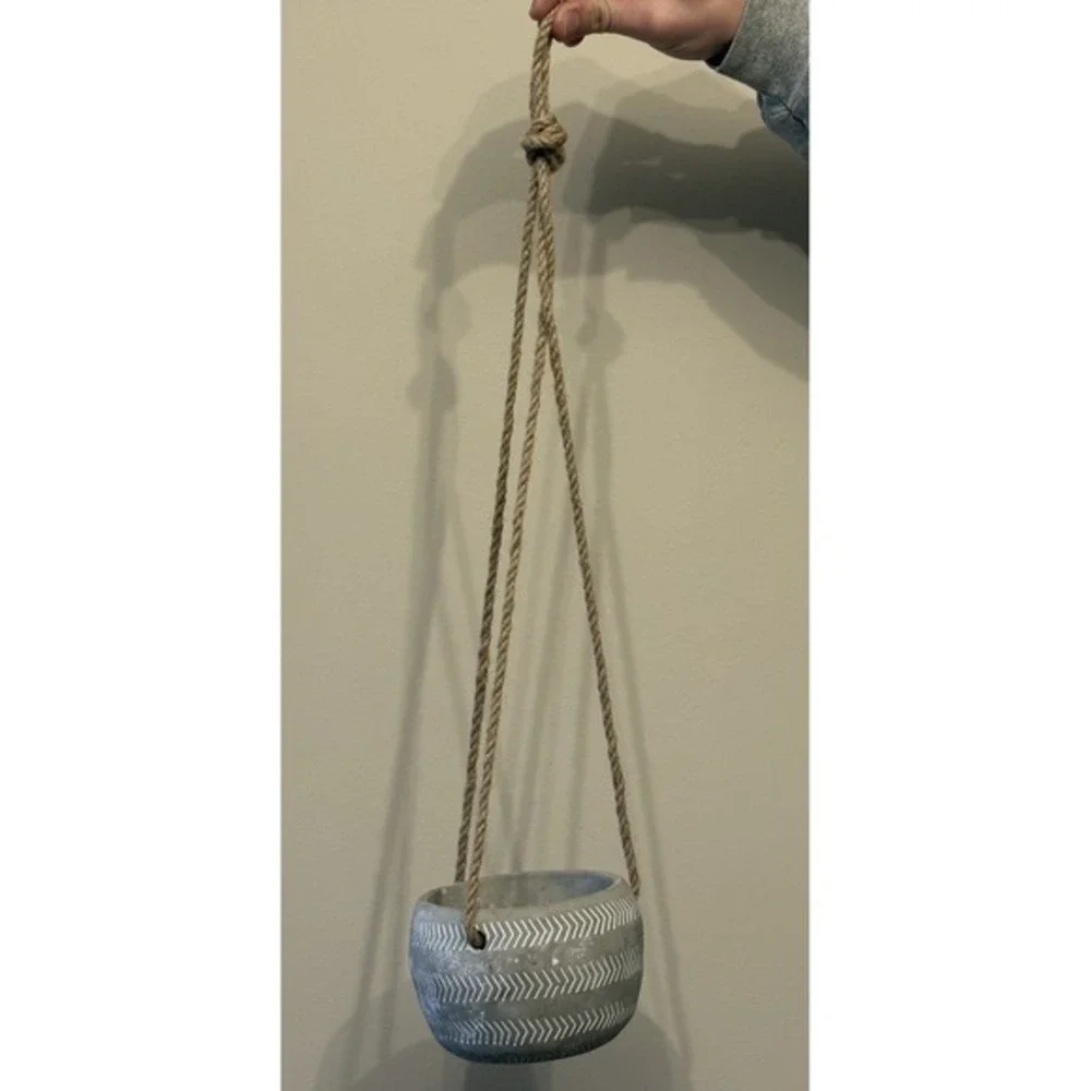 Hanging Plant Pot Small Stone Basket‎ Twill Rope